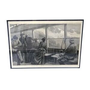 Vintage Framed Print "Over the Rockies in an Observation Car" by Charles Graham